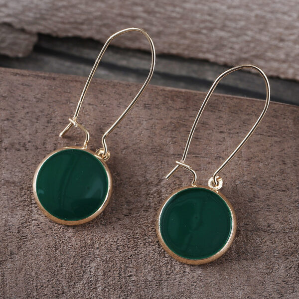 Fashion Vintage Dripping Green Round Earrings - Image 3