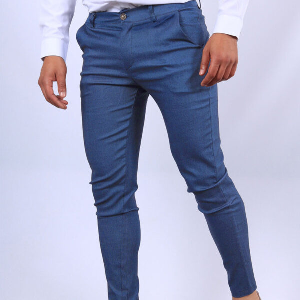 Men's Slim Button Trousers Fashion Solid Office Versatile Long Pencil Pants - Image 6