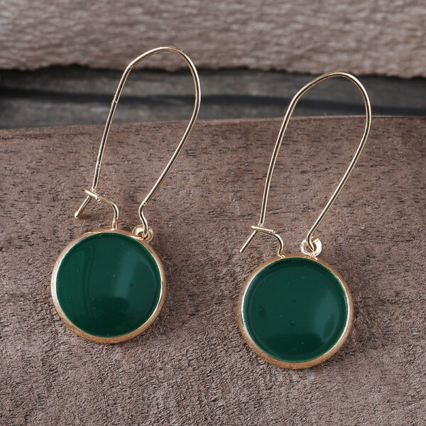 Fashion Vintage Dripping Green Round Earrings - Image 2