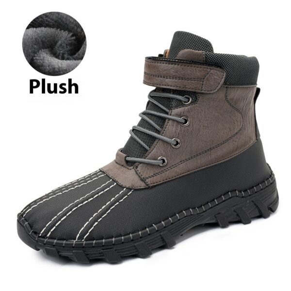 Winter Fleece Lace-up Snow Boots For Men Women Waterproof And Anti-slip Outdoor Work Boot Fashion Warm Mid-tube Cotton Shoes Men - Image 10