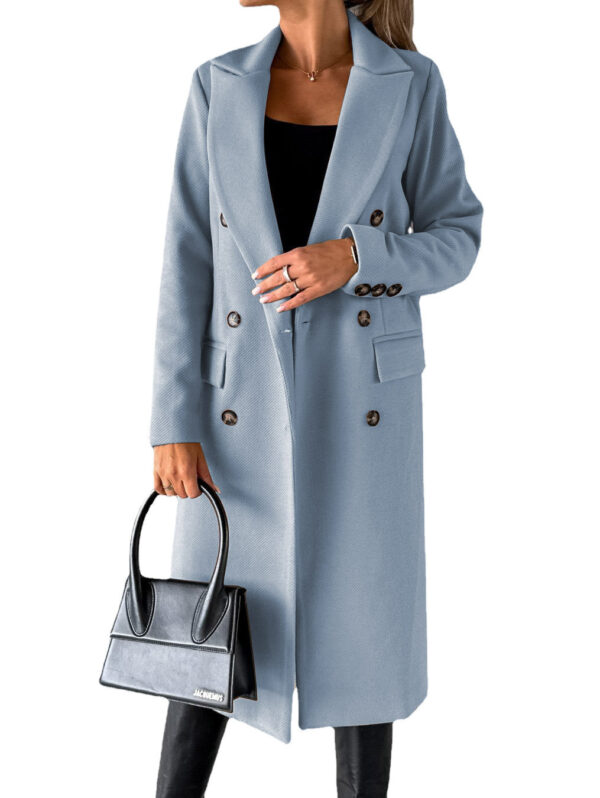 Long Sleeve Lapel Coat Winter Fashion Solid Double Breasted Slim Long Jacket Womens Clothing - Image 5