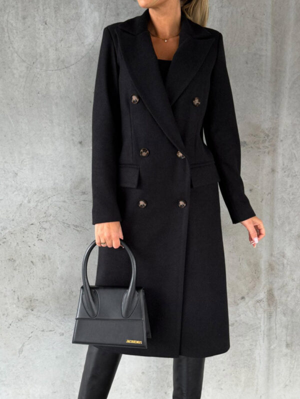 Long Sleeve Lapel Coat Winter Fashion Solid Double Breasted Slim Long Jacket Womens Clothing - Image 4