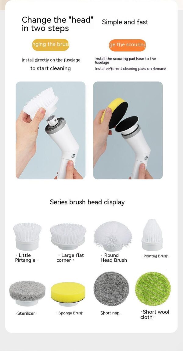 Electric Scrubber Cleaning Wall Long Handle Elbow Telescopic Multifunction Cleaning Brush - Image 8