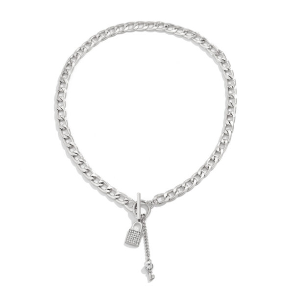 Thick Chain With Shiny Lock And Key Pendant Necklace For Women Trendy Ladies Accessories On The Neck Fashion Jewelry Female - Image 6