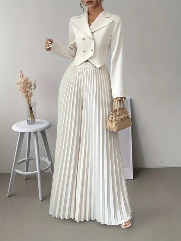 Top Set Long Sleeved Pleated Skirt - Image 3