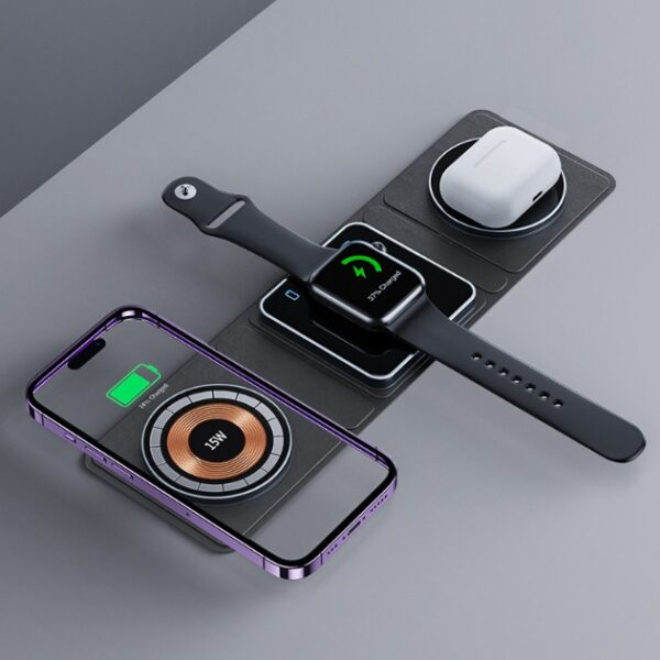 3 IN 1 Magnetic Folding Wireless Charger Station For IPhone Transparent Fast Charging For IWatch And Airpods - Image 5