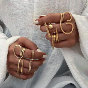 18K Gold Stainless Steelgeometric Simplicity Open Ring Finger
