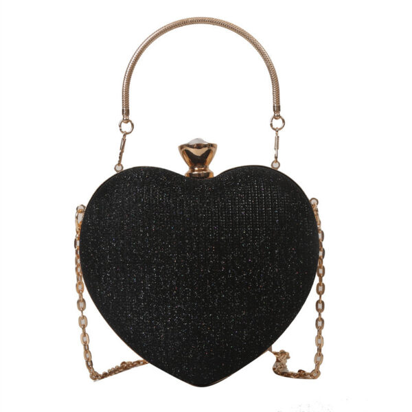 Evening Clutch Bag Women Bag Shiny Handbag Heart Shape Metal Clutches Bag Fashion Chain Shoulder Crossbody Bag Luxury Lady Purse Valentines Day Outfit - Image 4