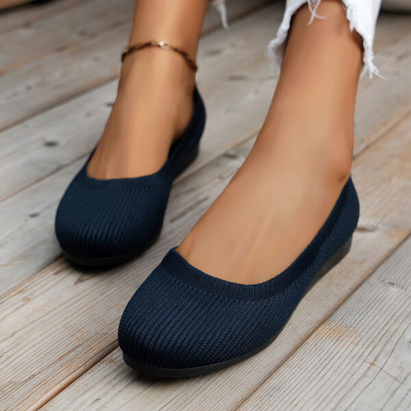 Round Toe Flats Shoes Casual Comfortable Soft Slip On Knit Mesh Shoes For Women - Image 6