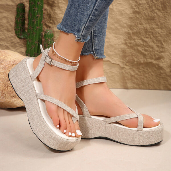 Summer Denim Thong Sandals Fashion Thick-soled Flat Shoes For Women - Image 4