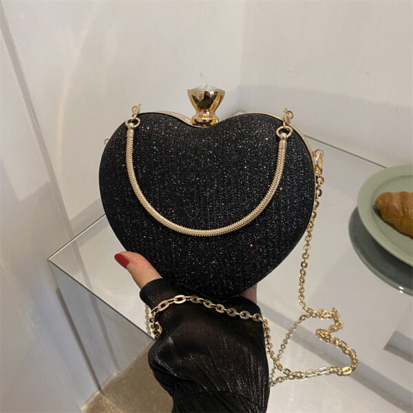 Evening Clutch Bag Women Bag Shiny Handbag Heart Shape Metal Clutches Bag Fashion Chain Shoulder Crossbody Bag Luxury Lady Purse Valentines Day Outfit - Image 10