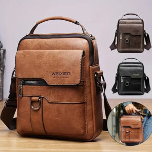 Popular Men's Messenger Bag One Shoulder Retro Business Backpack PU Leather Flaps Crossbody Bags Business Flap Male Solid Travel Bag